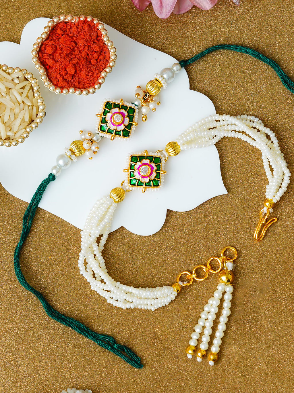 Traditional Rakhi Set with Free Chawal & Kumkum