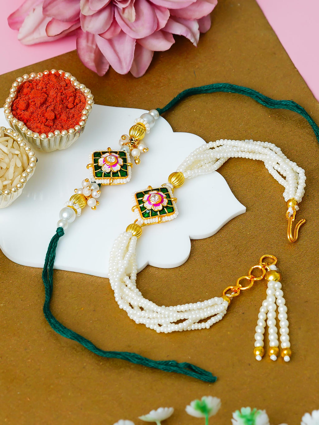 Traditional Rakhi Set with Free Chawal & Kumkum