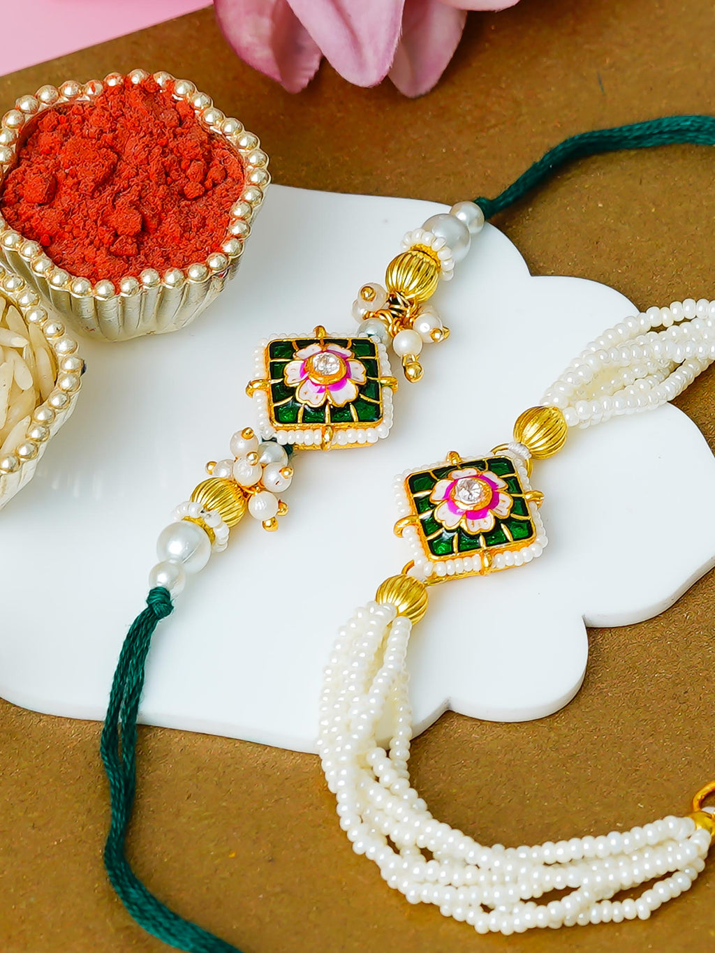 Traditional Rakhi Set with Free Chawal & Kumkum