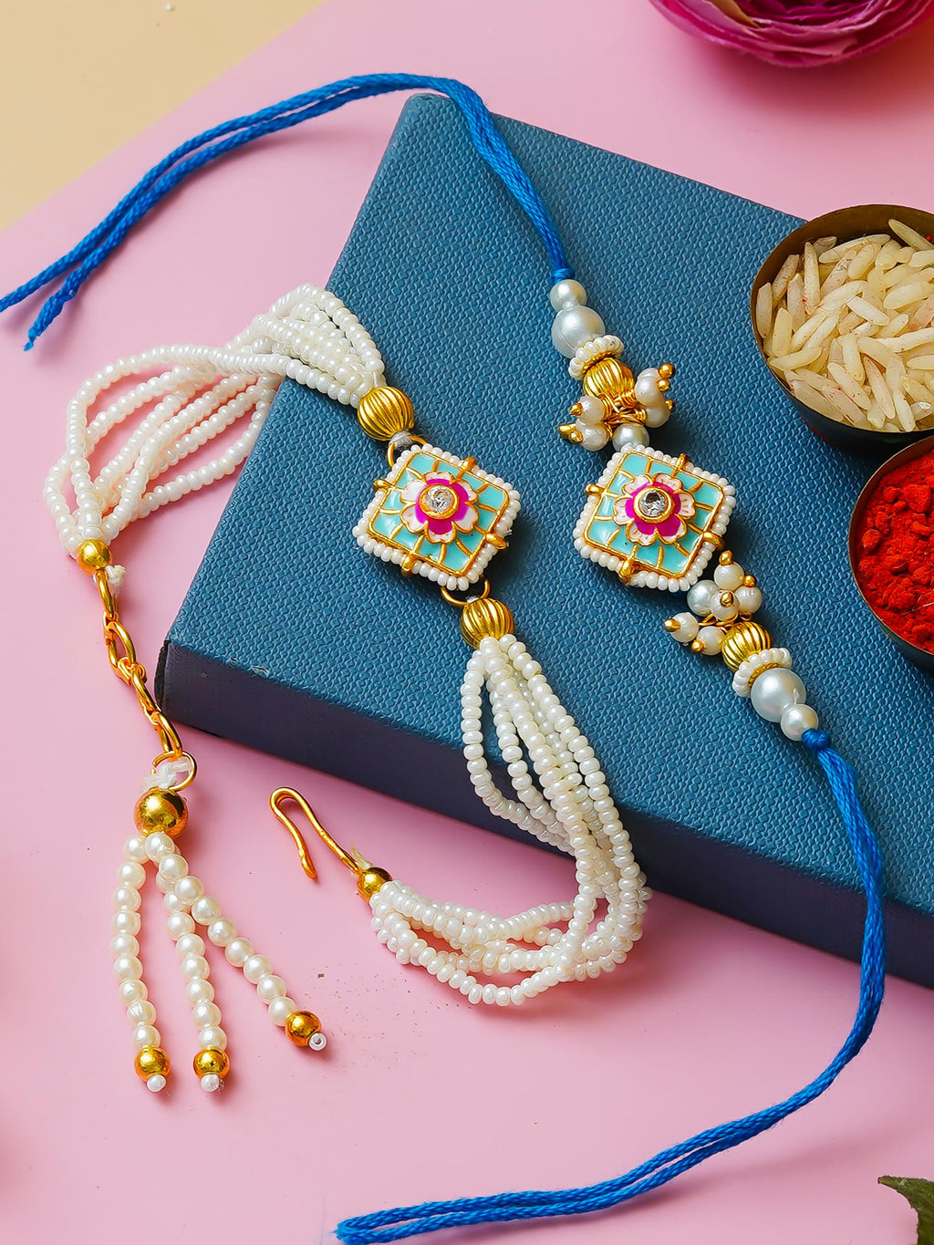 Traditional Rakhi Set with Free Chawal & Kumkum