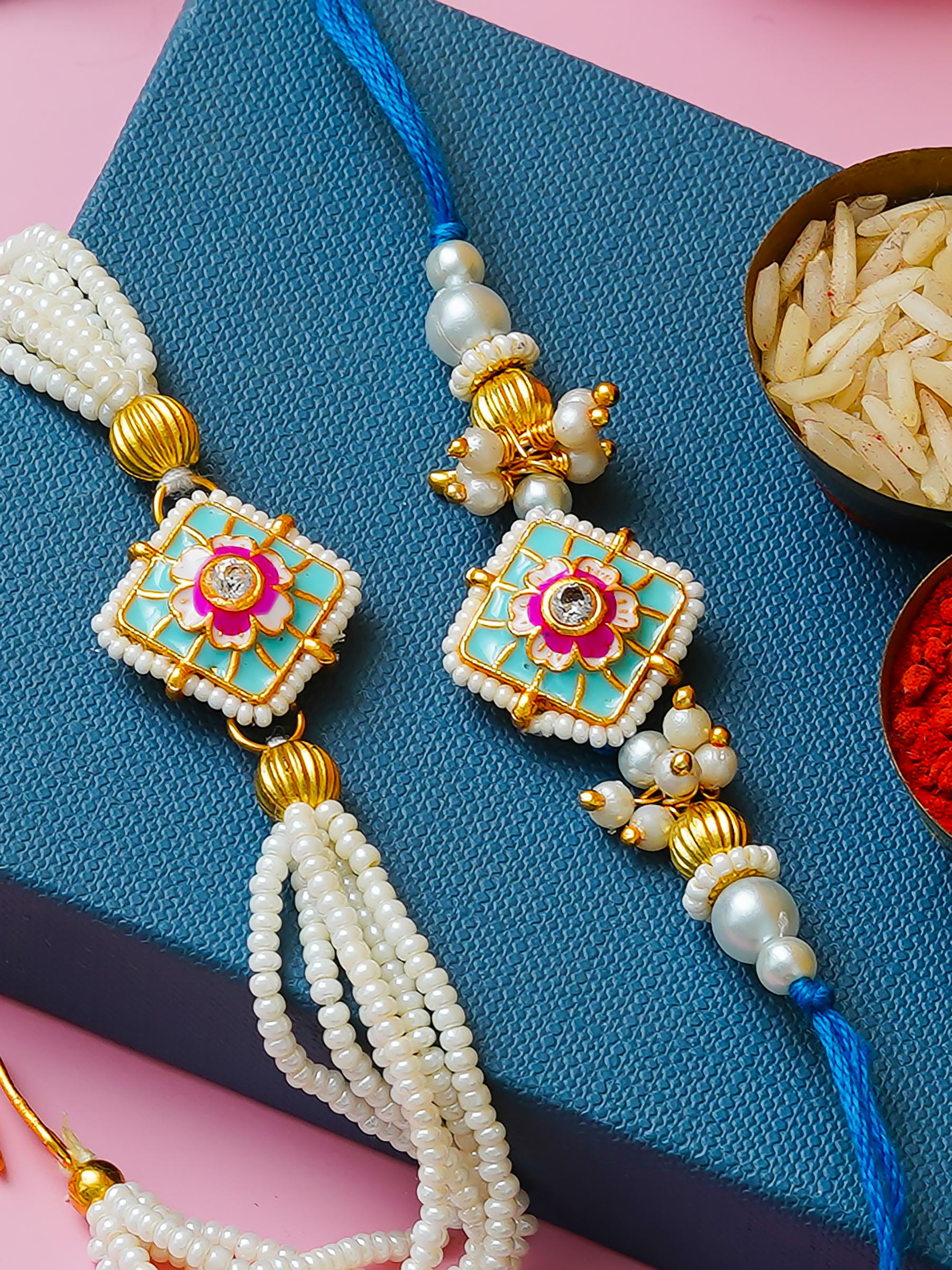 Traditional Rakhi Set with Free Chawal & Kumkum