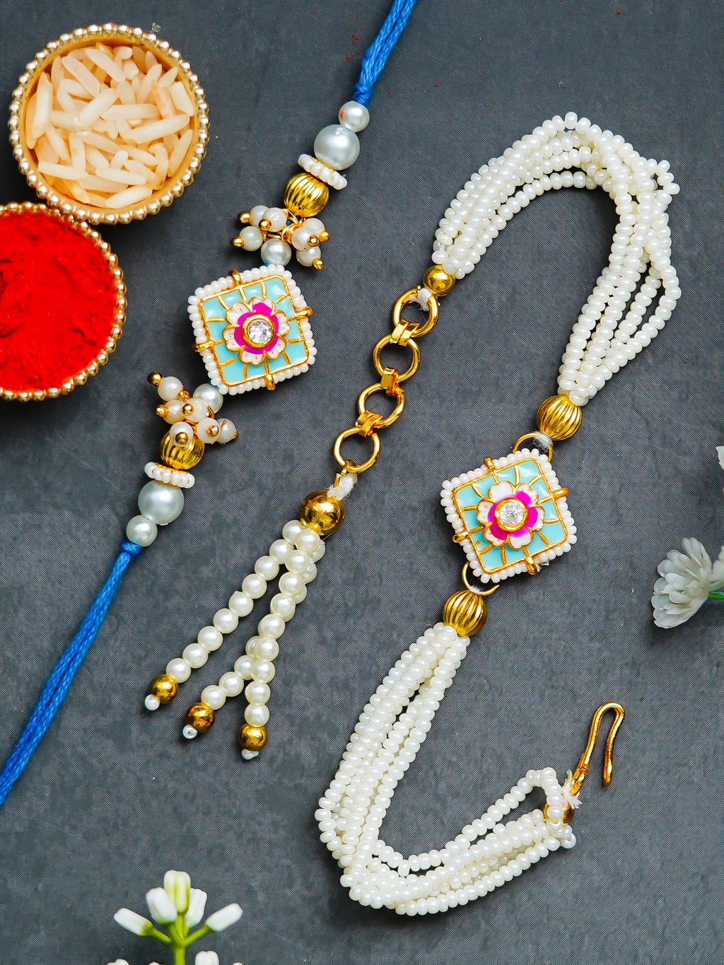 Traditional Rakhi Set with Free Chawal & Kumkum