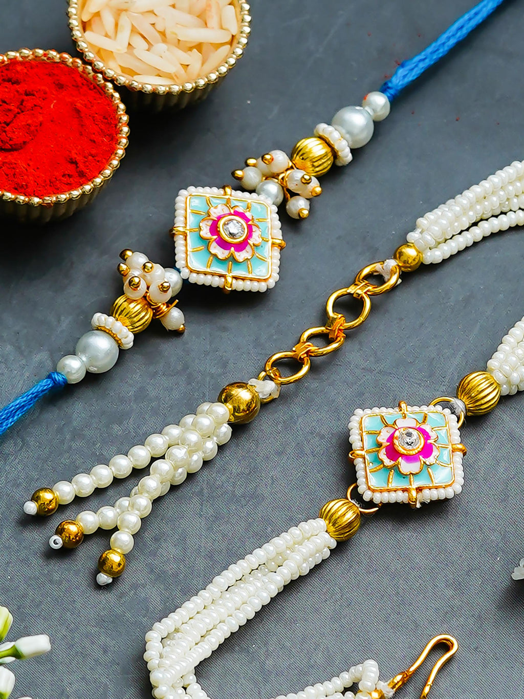 Traditional Rakhi Set with Free Chawal & Kumkum