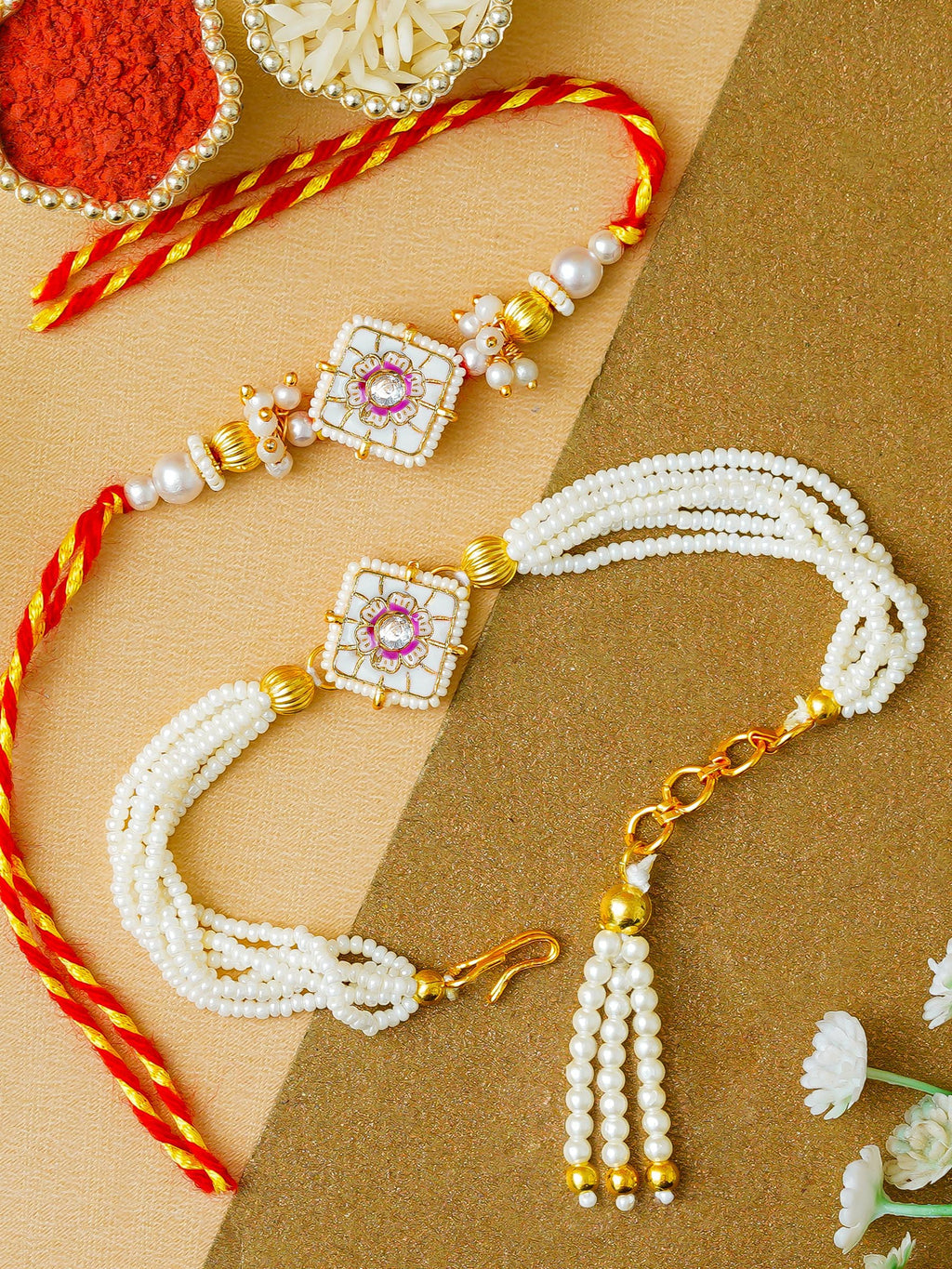 Traditional Rakhi Set with Free Chawal & Kumkum