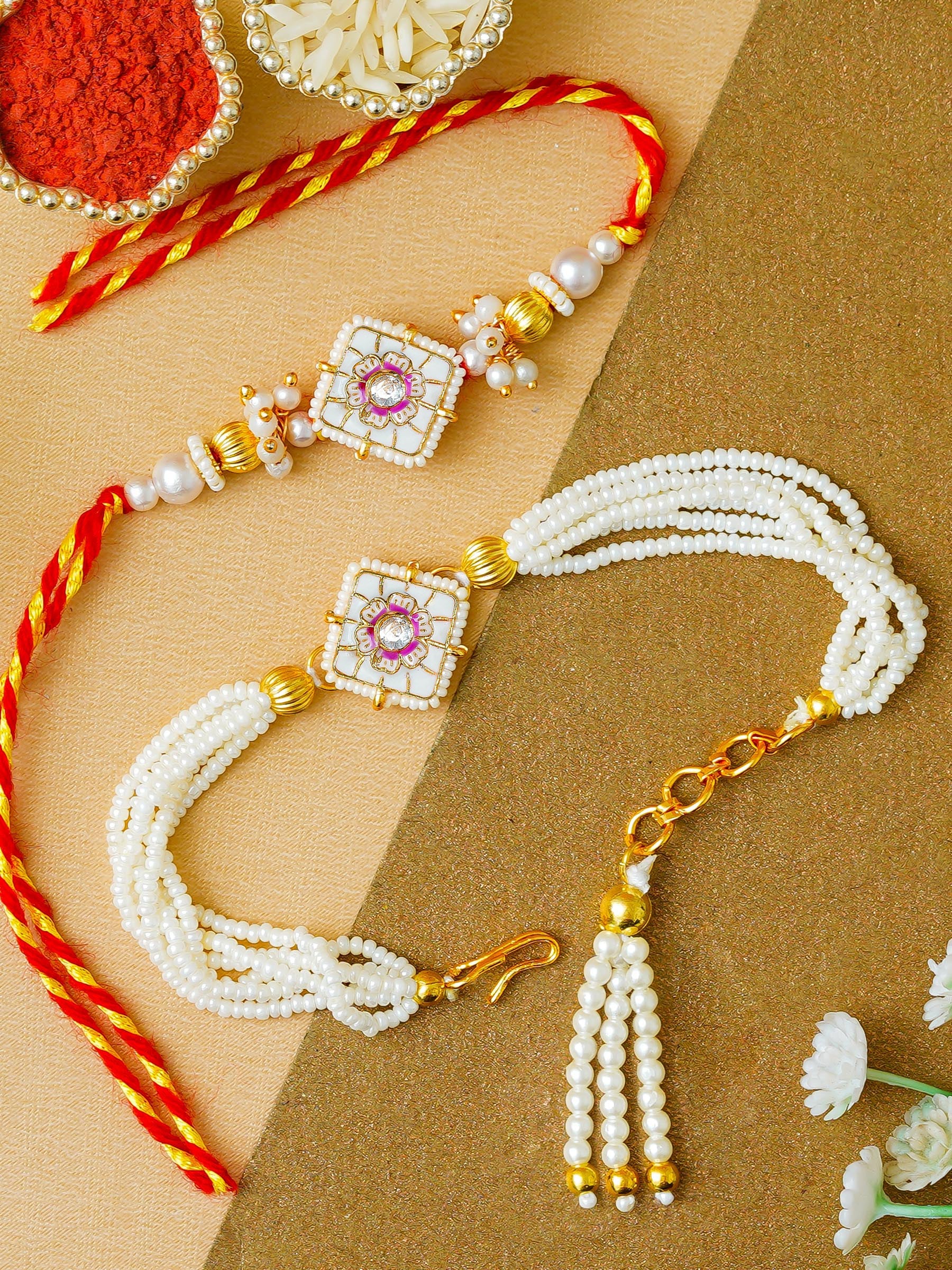 Traditional Rakhi Set with Free Chawal & Kumkum