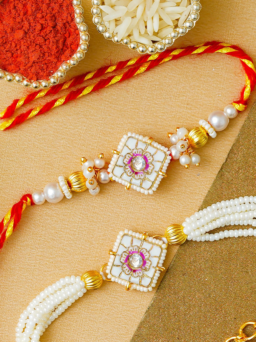 Traditional Rakhi Set with Free Chawal & Kumkum