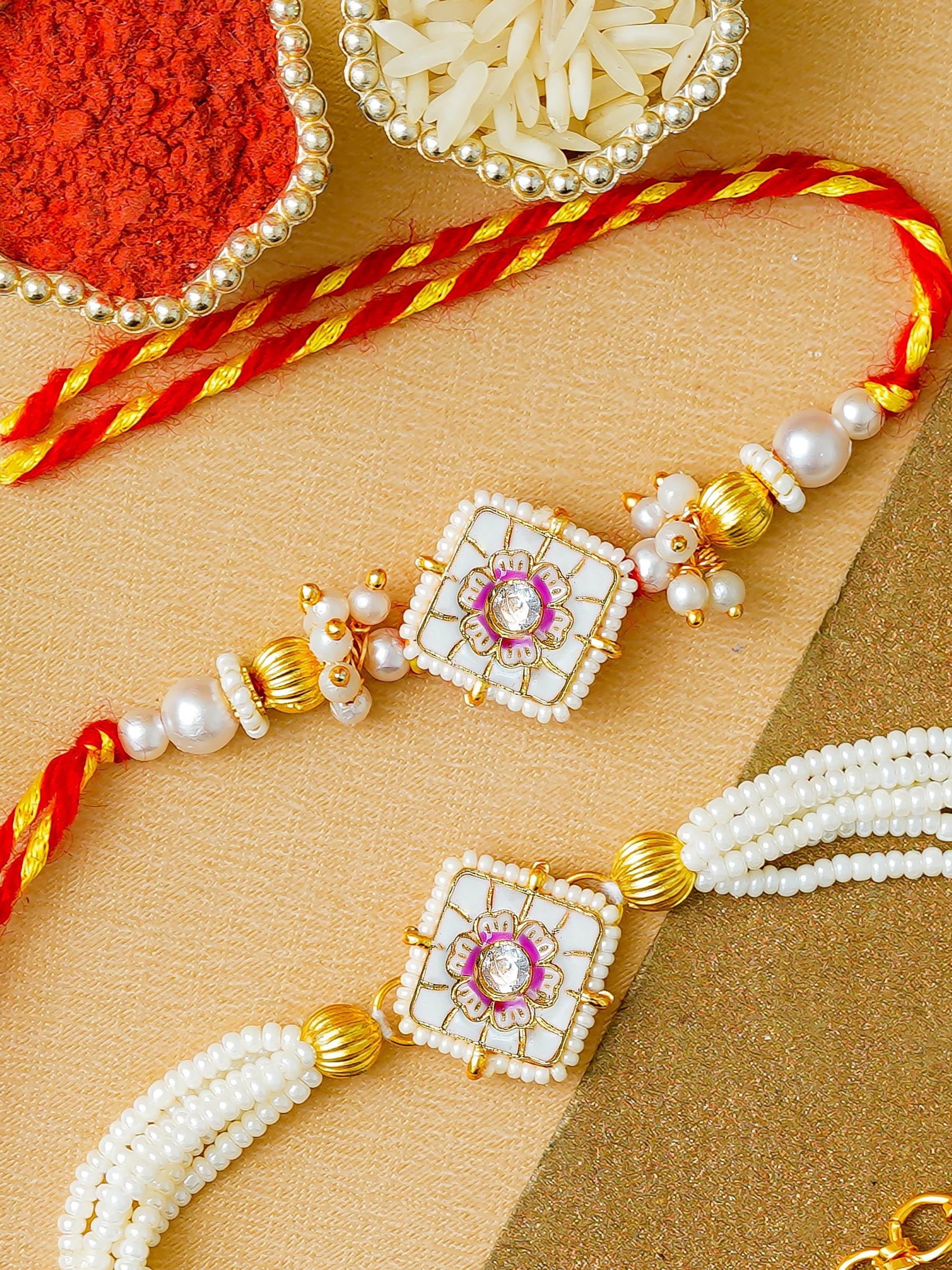 Traditional Rakhi Set with Free Chawal & Kumkum