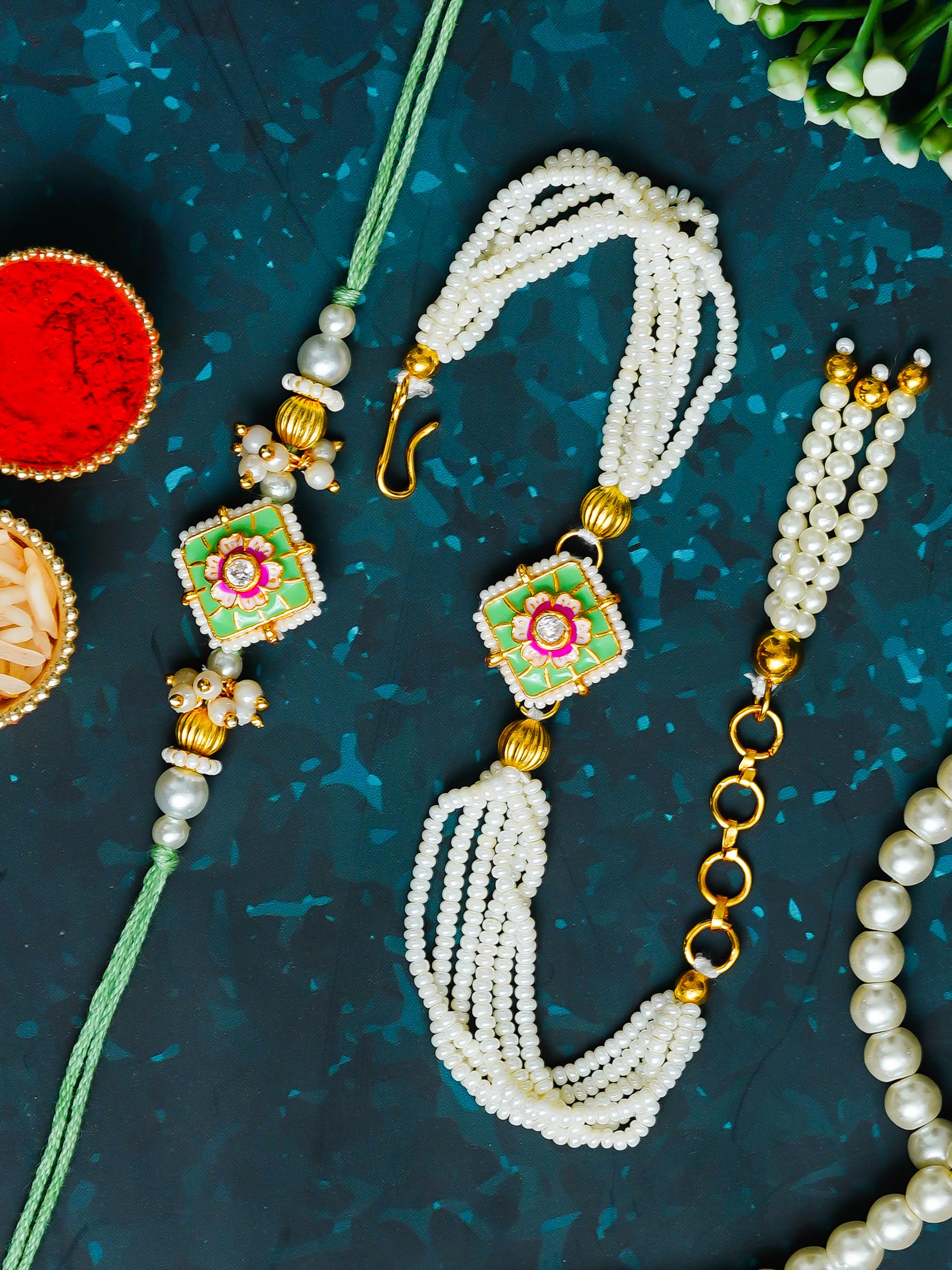 Traditional Rakhi Set with Free Chawal & Kumkum
