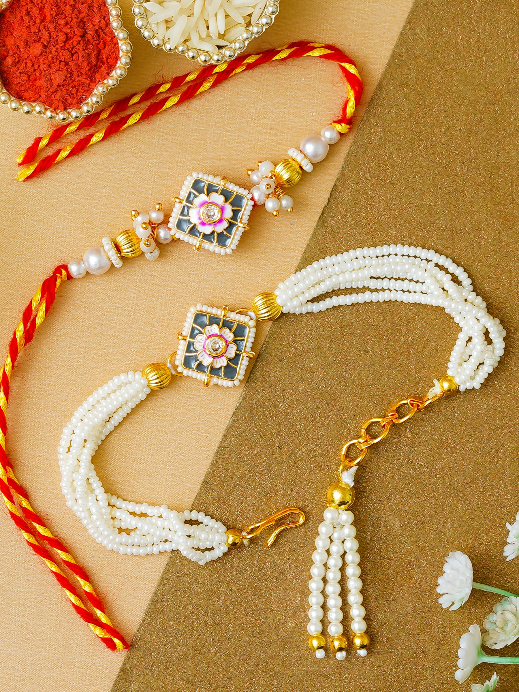 Traditional Rakhi Set with Free Chawal & Kumkum