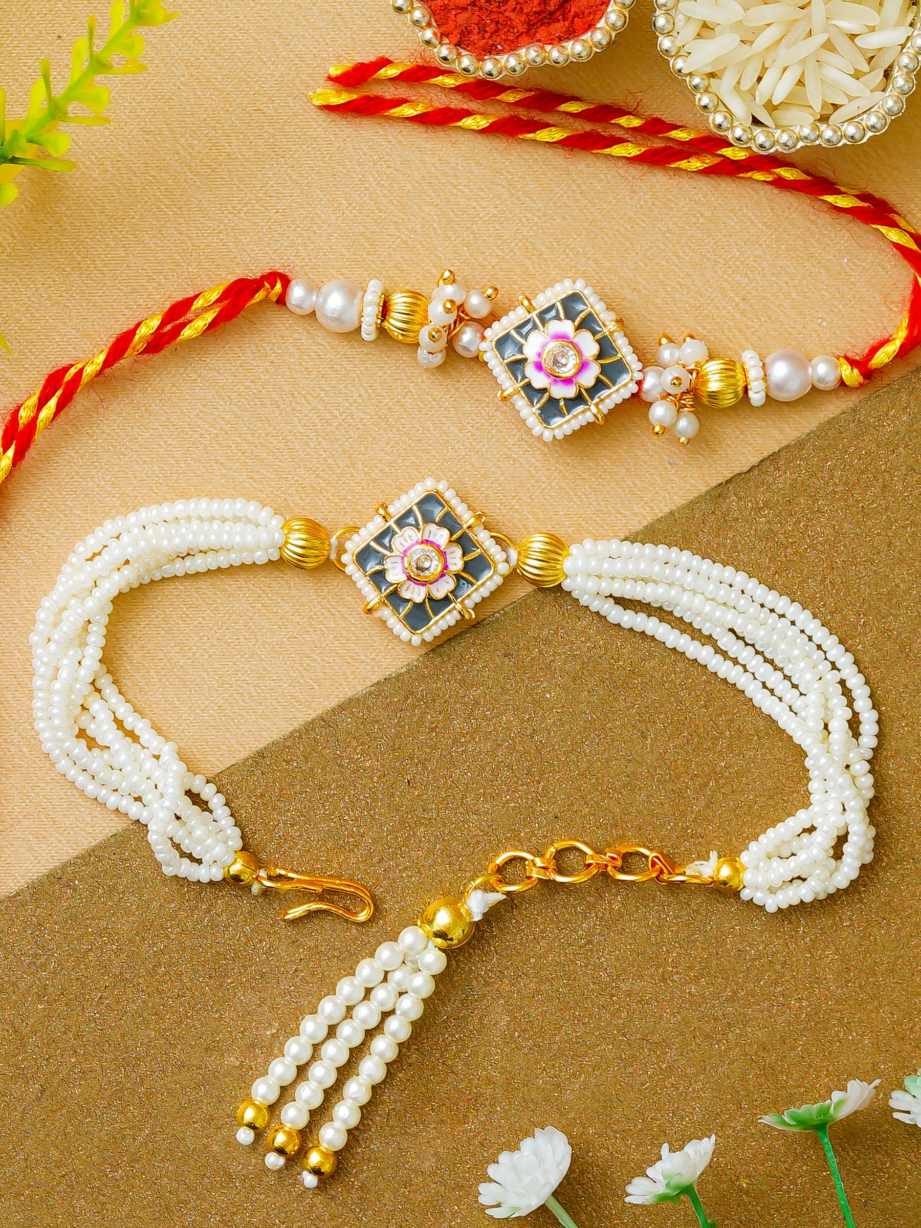 Traditional Rakhi Set with Free Chawal & Kumkum