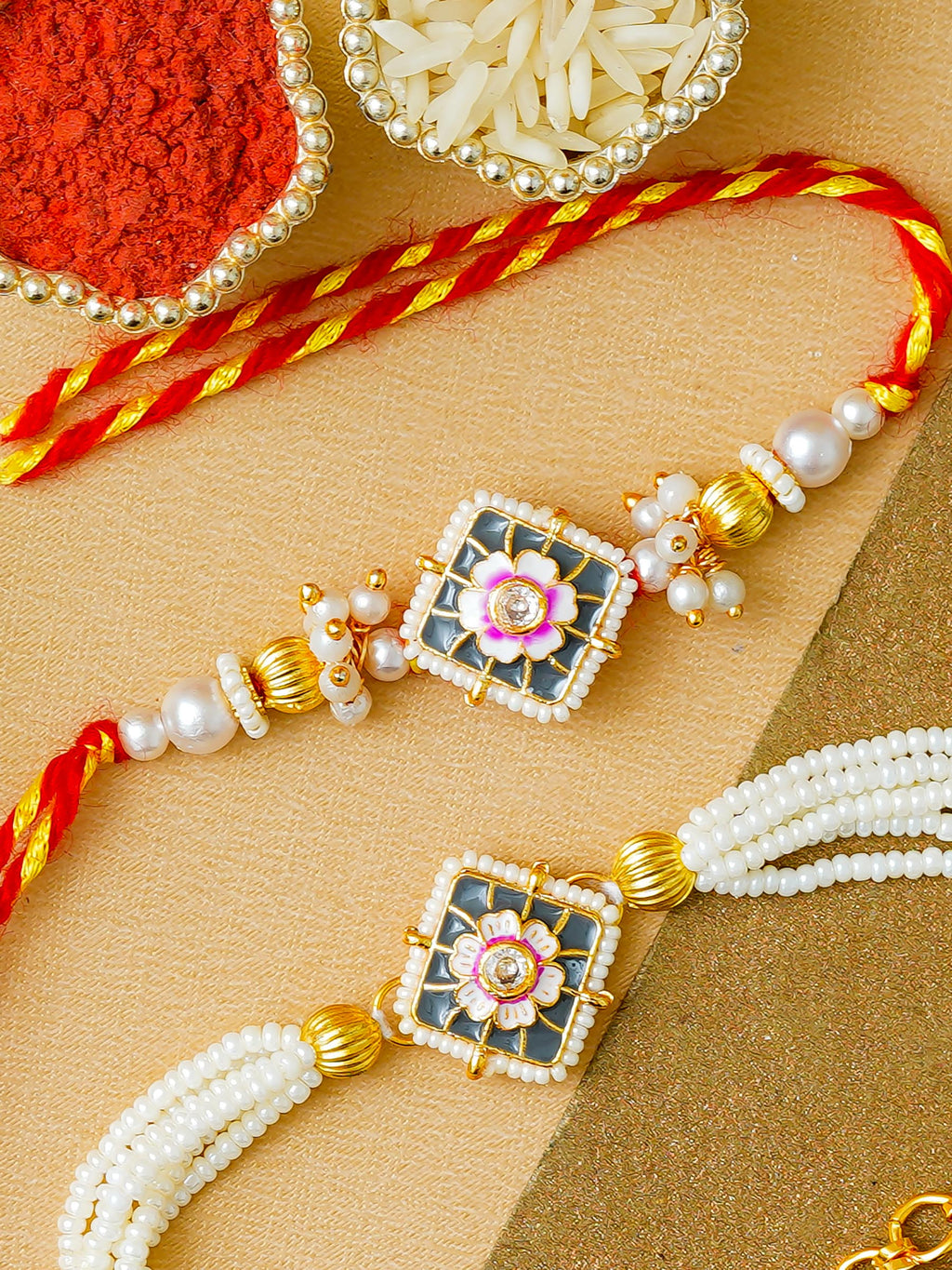 Traditional Rakhi Set with Free Chawal & Kumkum
