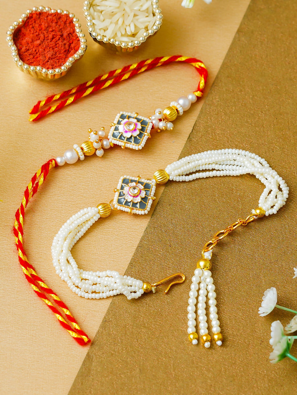 Traditional Rakhi Set with Free Chawal & Kumkum
