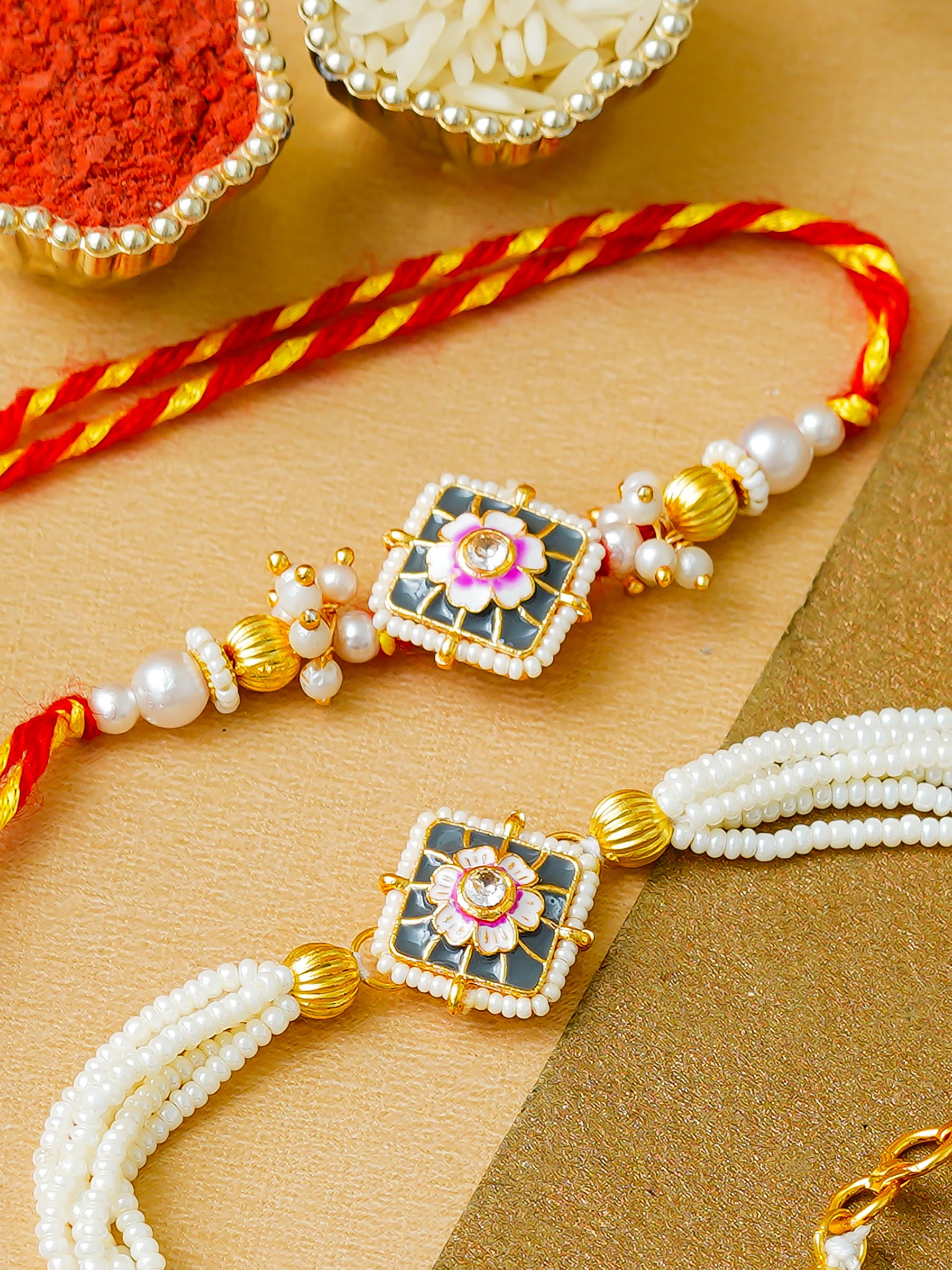 Traditional Rakhi Set with Free Chawal & Kumkum
