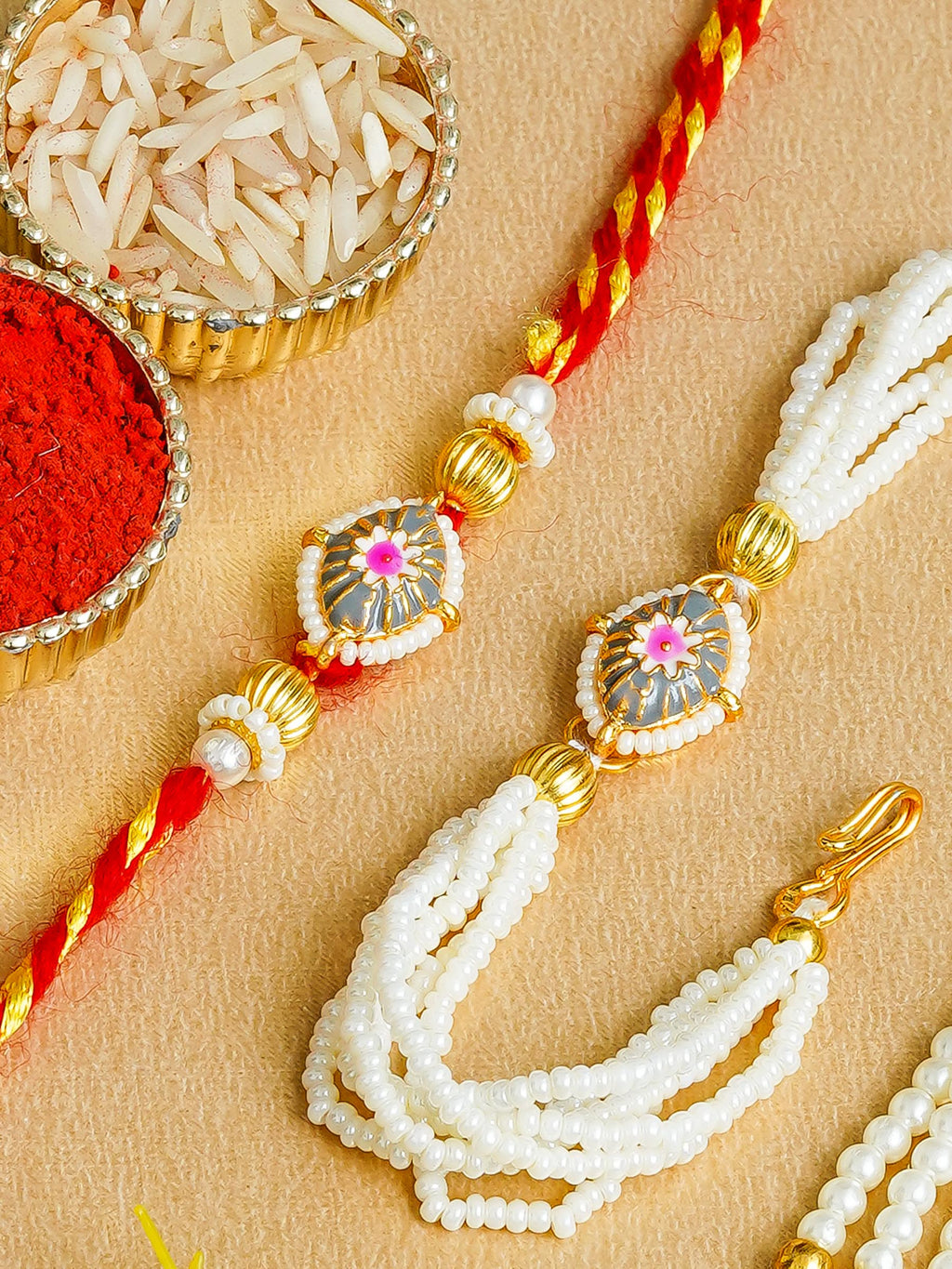 Traditional Rakhi Set with Free Chawal & Kumkum