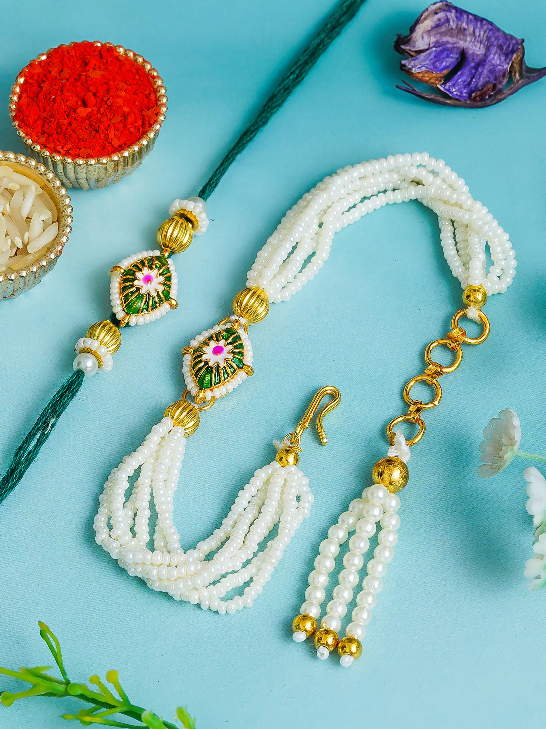 Traditional Rakhi Set with Free Chawal & Kumkum