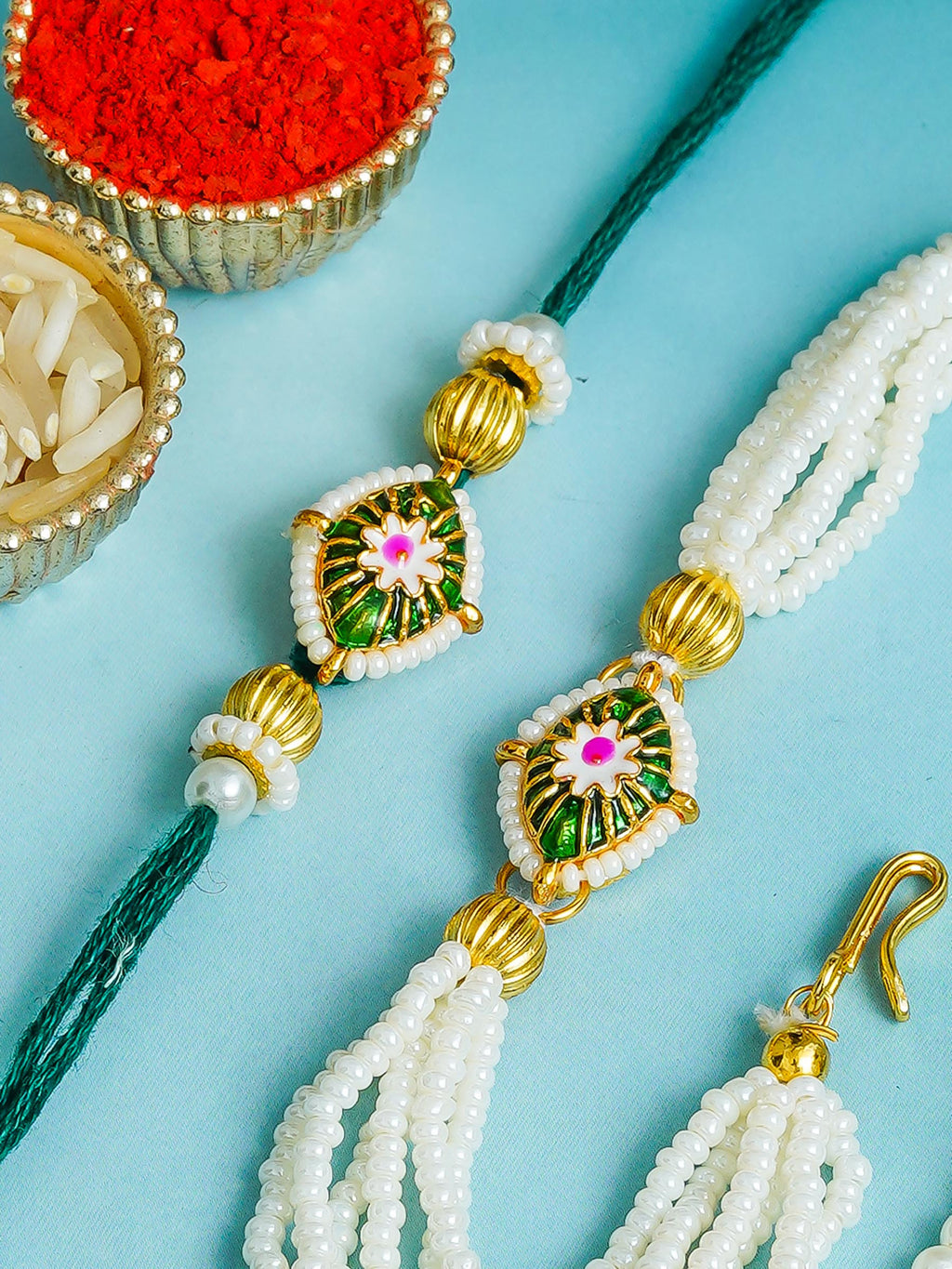 Traditional Rakhi Set with Free Chawal & Kumkum