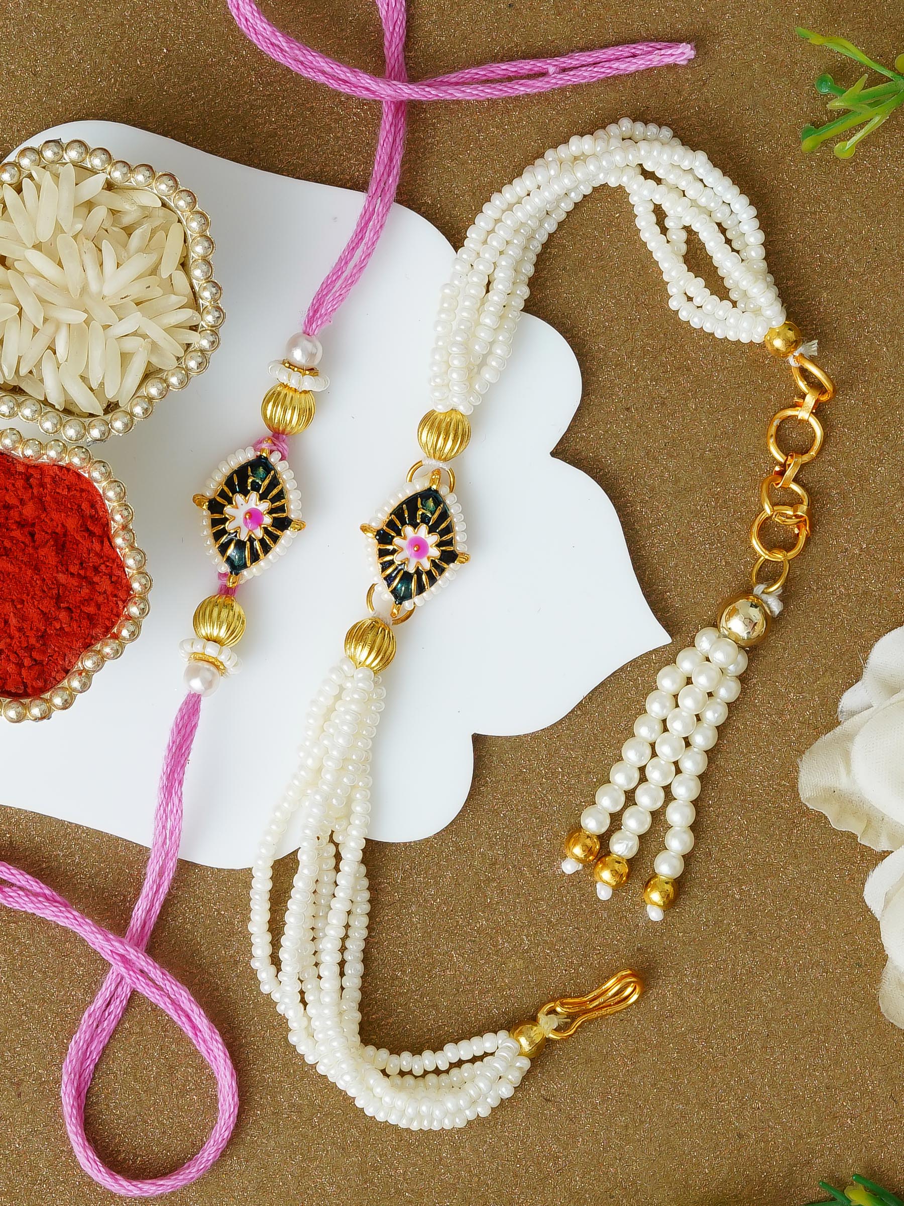 Traditional Rakhi Set with Free Chawal & Kumkum