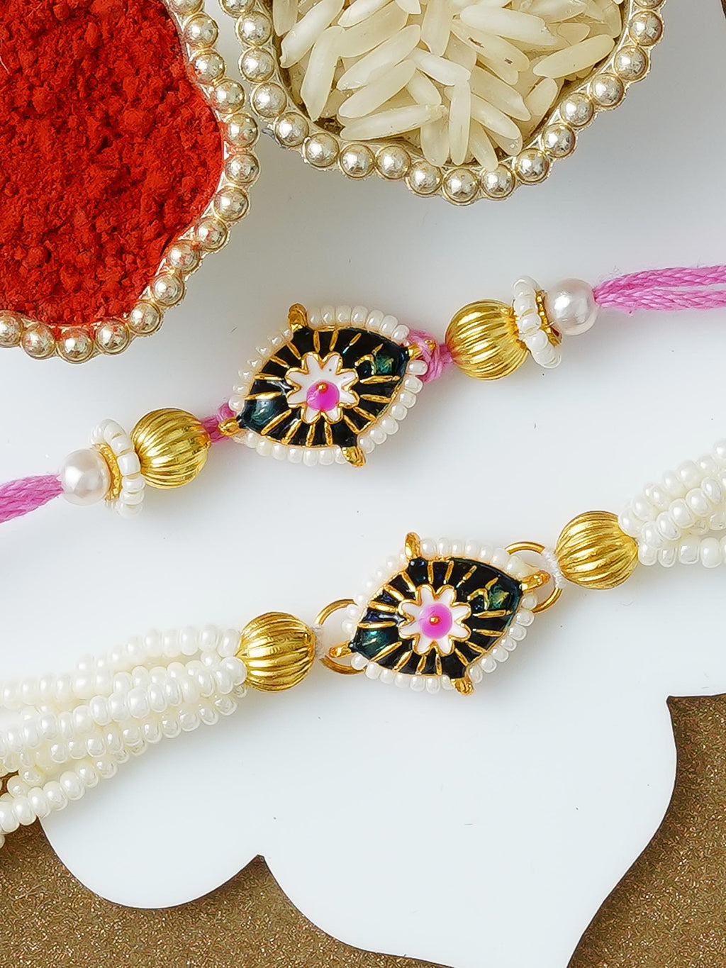 Traditional Rakhi Set with Free Chawal & Kumkum