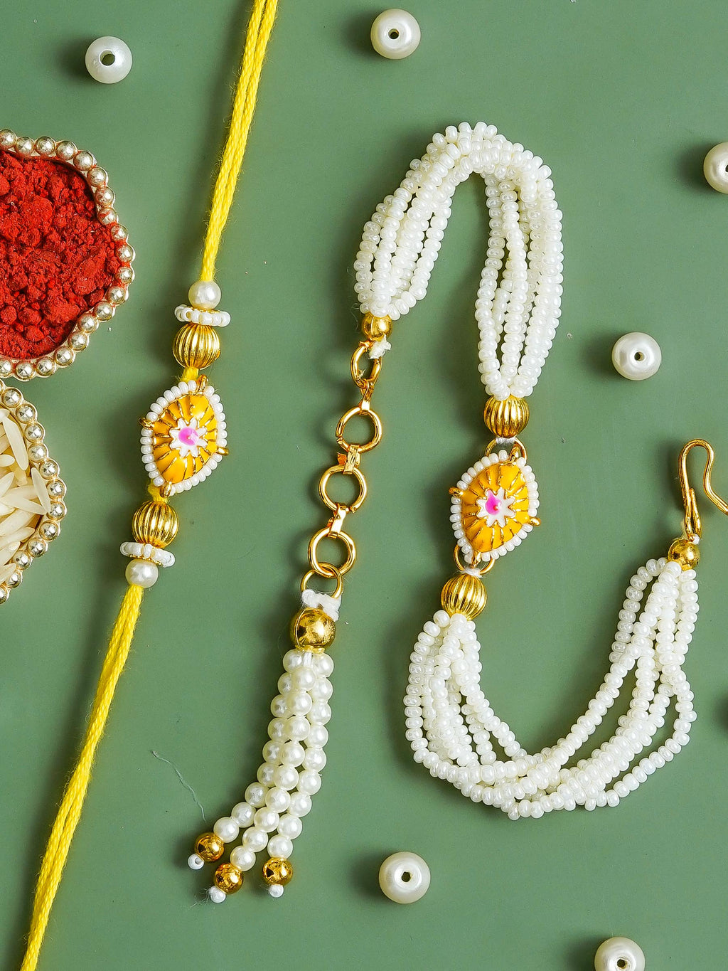 Traditional Rakhi Set with Free Chawal & Kumkum
