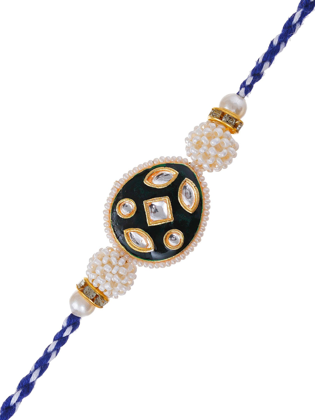 Kundan Pearl Rakhi – Free Chawal & Kumkum