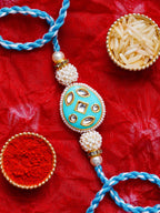 Kundan Pearl Rakhi – Free Chawal & Kumkum