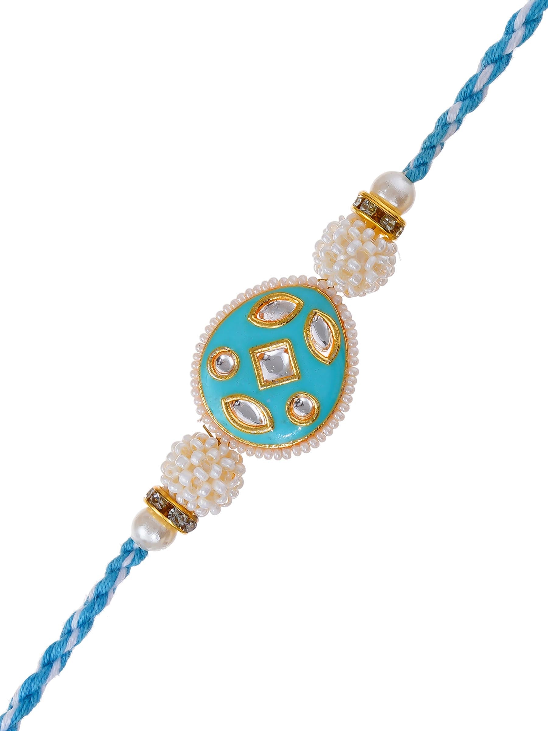 Kundan Pearl Rakhi – Free Chawal & Kumkum
