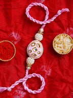 Kundan Pearl Rakhi – Free Chawal & Kumkum