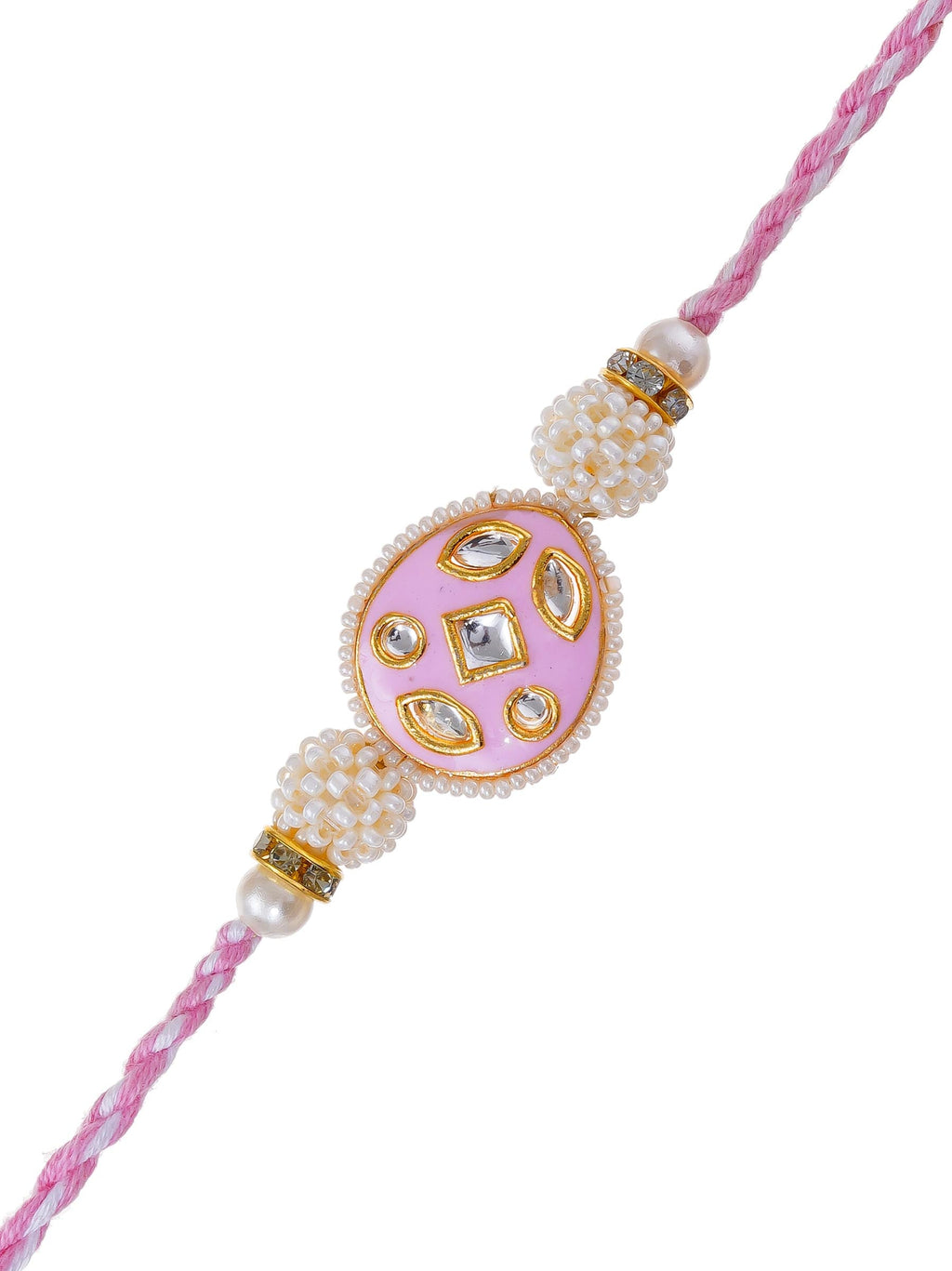 Kundan Pearl Rakhi – Free Chawal & Kumkum