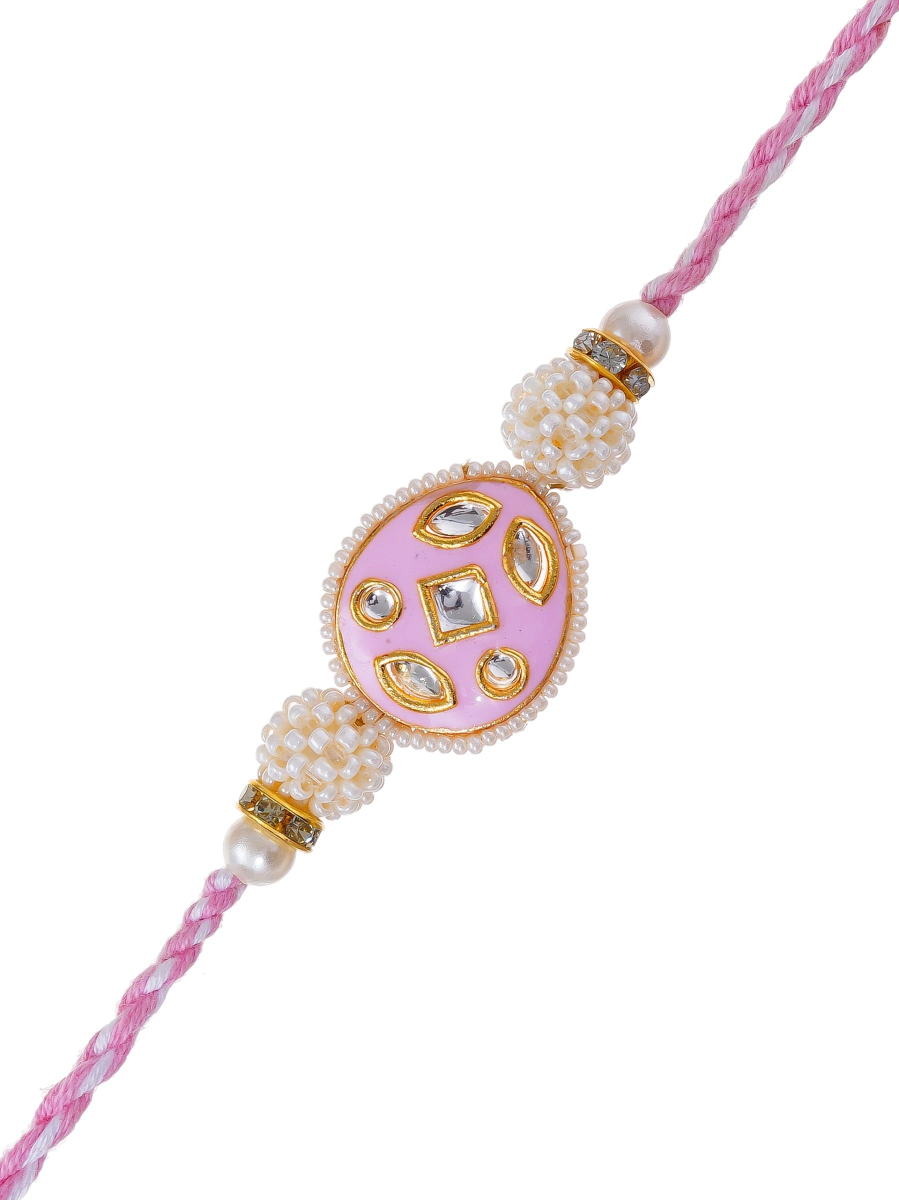 Kundan Pearl Rakhi – Free Chawal & Kumkum