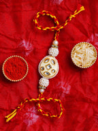 Kundan Pearl Rakhi – Free Chawal & Kumkum