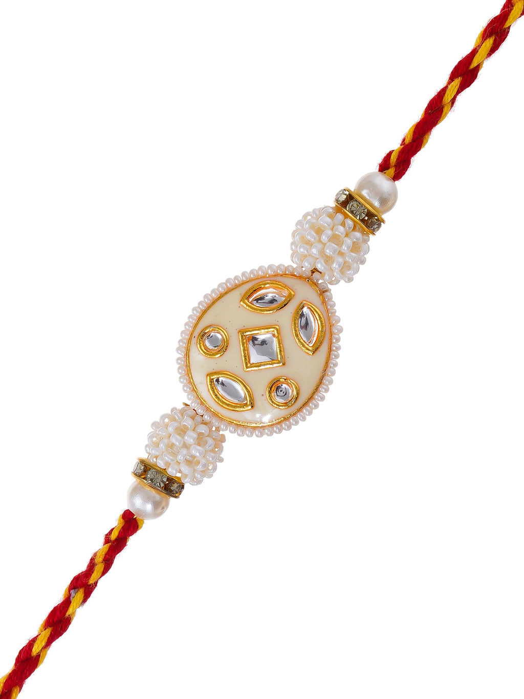 Kundan Pearl Rakhi – Free Chawal & Kumkum