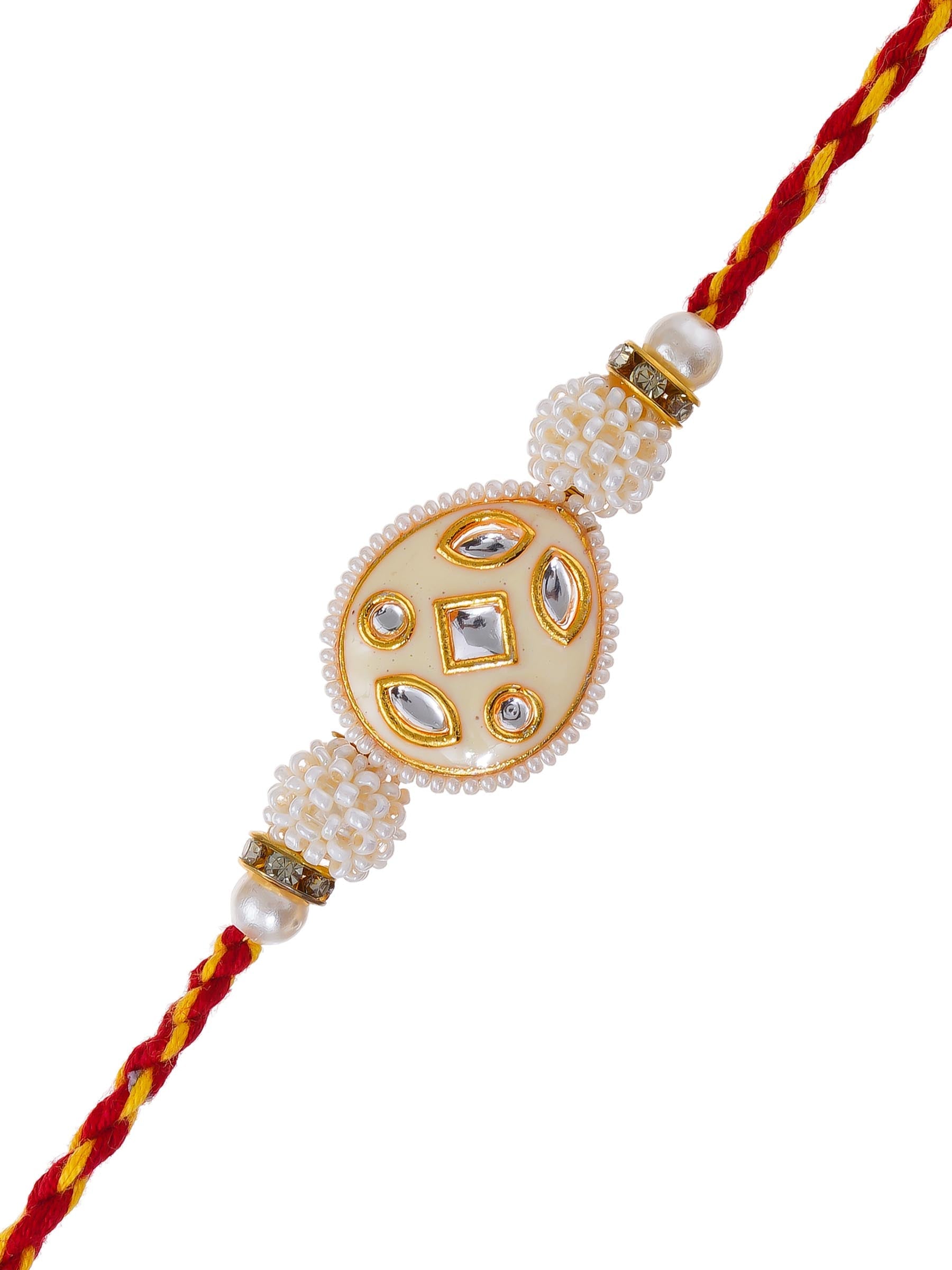 Kundan Pearl Rakhi – Free Chawal & Kumkum