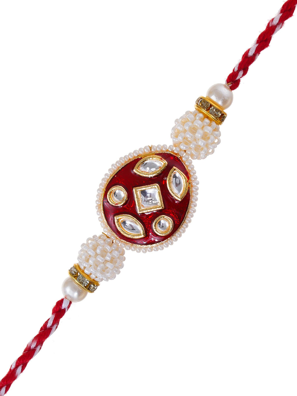 Kundan Pearl Rakhi – Free Chawal & Kumkum