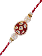 Kundan Pearl Rakhi – Free Chawal & Kumkum