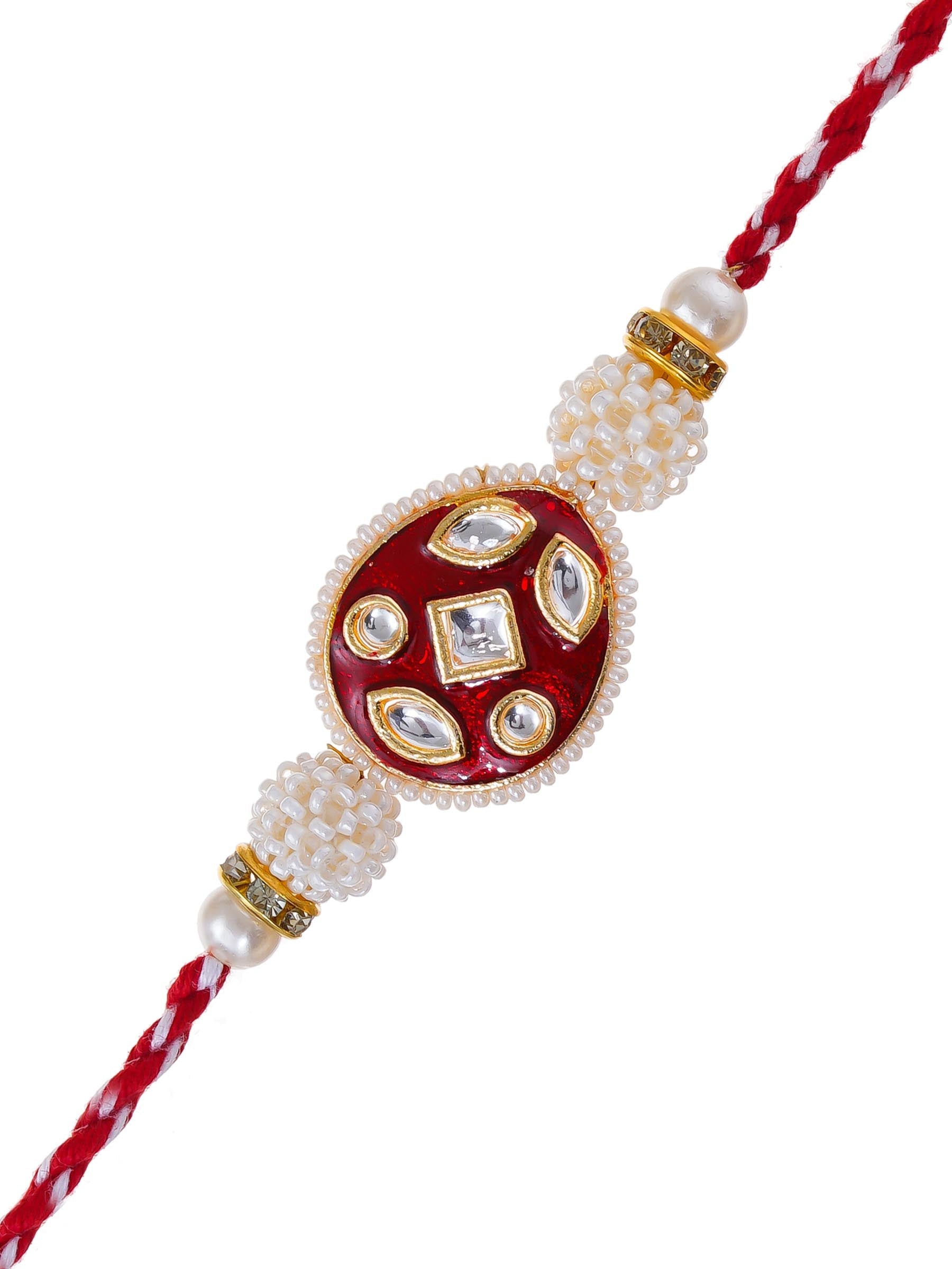 Kundan Pearl Rakhi – Free Chawal & Kumkum