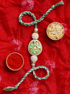 Kundan Pearl Rakhi – Free Chawal & Kumkum