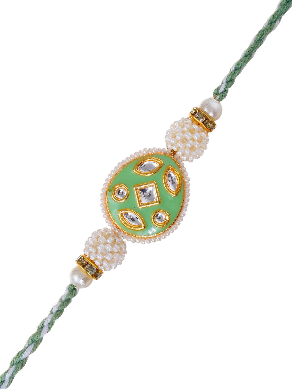 Kundan Pearl Rakhi – Free Chawal & Kumkum