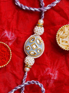 Kundan Pearl Rakhi – Free Chawal & Kumkum