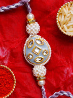Kundan Pearl Rakhi – Free Chawal & Kumkum
