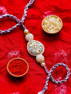 Kundan Pearl Rakhi – Free Chawal & Kumkum