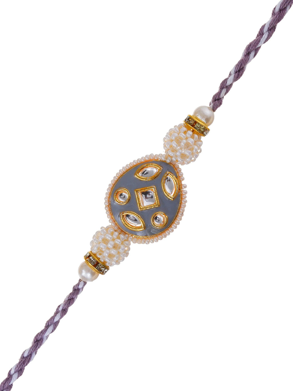 Kundan Pearl Rakhi – Free Chawal & Kumkum