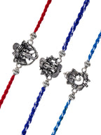 Ganesh Rakhi Set of 3 – Traditional Metal Rakhis – Free Chawal & Kumkum