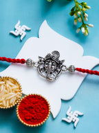 Ganesh Rakhi – Traditional Metal Rakhis – Free Chawal & Kumkum
