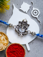 Ganesh Rakhi – Traditional Metal Rakhis – Free Chawal & Kumkum
