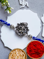 Ganesh Rakhi – Traditional Metal Rakhis – Free Chawal & Kumkum