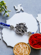 Ganesh Rakhi – Traditional Metal Rakhis – Free Chawal & Kumkum