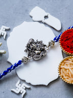 Ganesh Rakhi – Traditional Metal Rakhis – Free Chawal & Kumkum