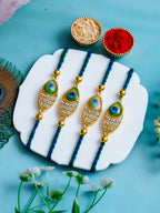 Peacock Design Rakhi Set of 4 – Decorative Stone Rakhis – Free Chawal & Kumkum (Copy)