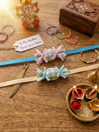 Pastel Candy Checkered Baby Rakhi Set