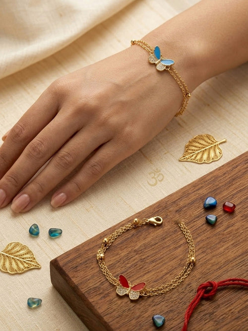 Butterfly Charm Bhai-Bhabhi Rakhi Set
